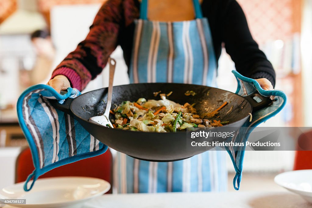 Cooking Wok filled with a steamy dish