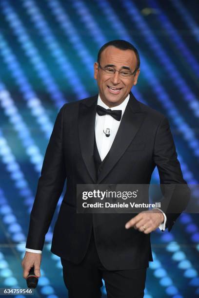 Carlo Conti attends the closing night of 67th Sanremo Festival 2017 at Teatro Ariston on February 11, 2017 in Sanremo, Italy.