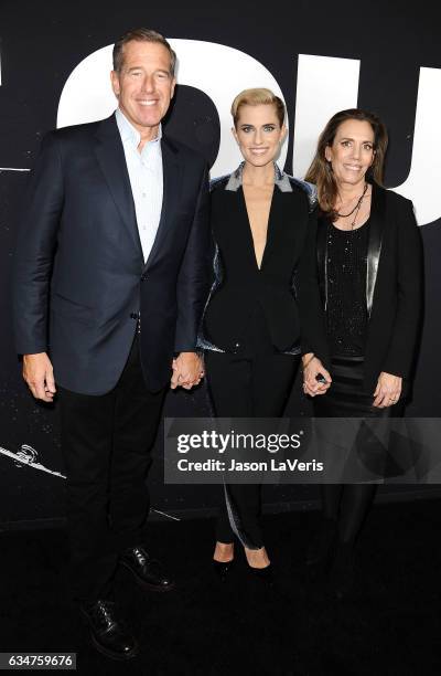 Brian Williams, Allison Williams and Jane Stoddard Williams attend a screening of "Get Out" at Regal LA Live Stadium 14 on February 10, 2017 in Los...