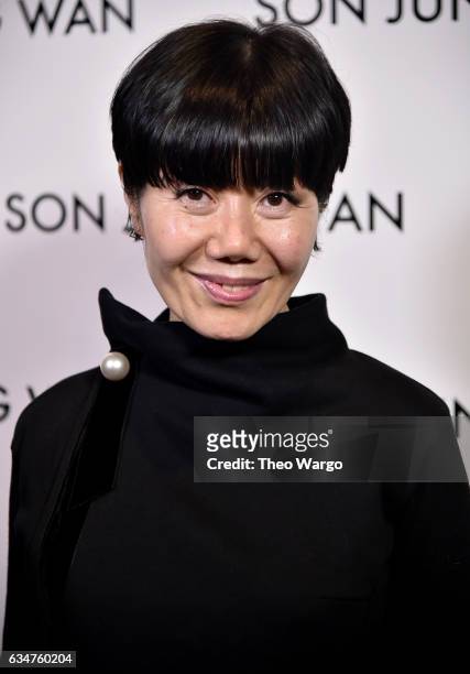 Designer Son Jung Wan poses backstage for the Son Jung Wan collection during, New York Fashion Week: The Shows at Gallery 3, Skylight Clarkson Sq on...