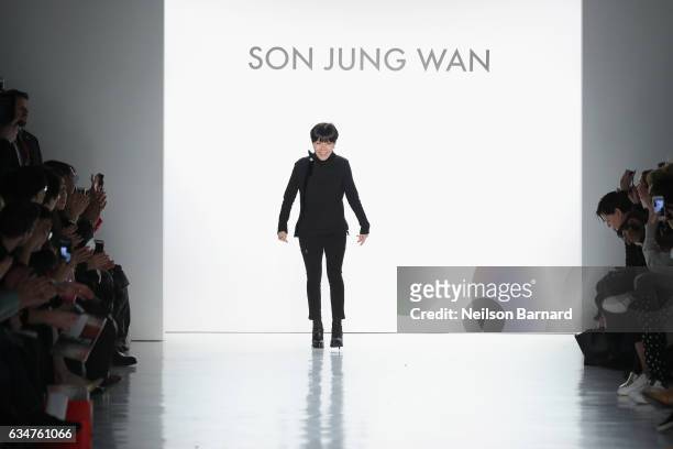 Designer Son Jung Wan walks the runway for the Son Jung Wan collection during, New York Fashion Week: The Shows at Gallery 3, Skylight Clarkson Sq on...