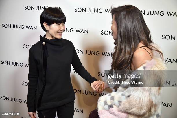 Designer Son Jung Wan and Caila Quinn opse backstage for the Son Jung Wan collection during, New York Fashion Week: The Shows at Gallery 3, Skylight...
