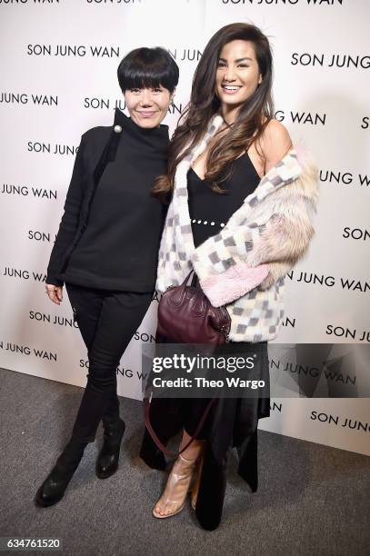 Designer Son Jung Wan and Caila Quinn opse backstage for the Son Jung Wan collection during, New York Fashion Week: The Shows at Gallery 3, Skylight...