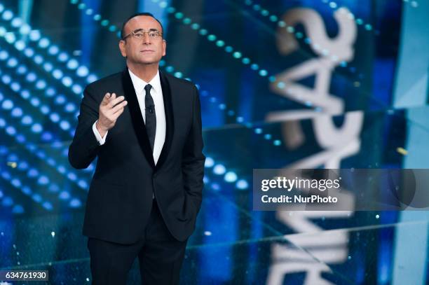 Carlo Conti attends the fourth night of the 67th Sanremo Festival 2017 at Teatro Ariston on February 10, 2017 in Sanremo, Italy.