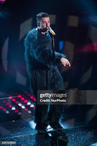 Francesco Gabbani attends the fourth night of the 67th Sanremo Festival 2017 at Teatro Ariston on February 10, 2017 in Sanremo, Italy.