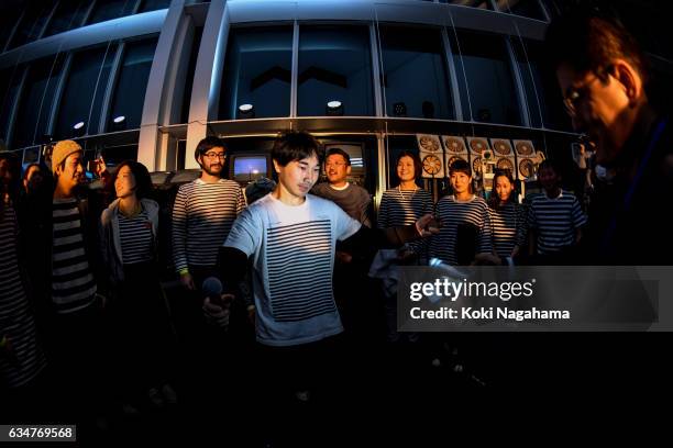 Artist Ei Wada performs during Electronicos Fantasticos! at Roppongi Hills MAT LAB Mori Tower 52F, TOKYO CITY VIEW on February 11, 2017 in Tokyo,...