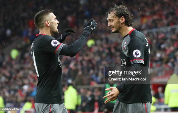 Manolo Gabbiadini of Southhampton celebrates his first goal of the game during the Premier League match between Sunderland and Southampton at Stadium...