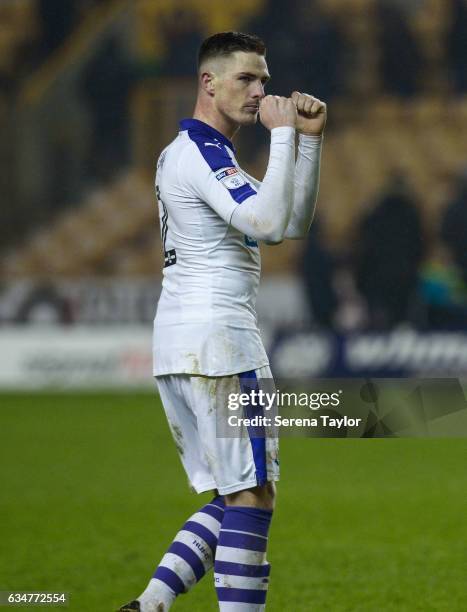 Ciaran Clark of Newcastle United claps the fans after Newcastle win the Sky Bet Championship match between Wolverhampton Wanderers and Newcastle...