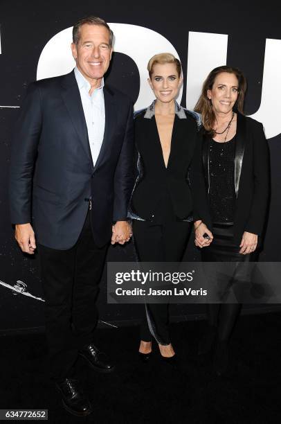 Brian Williams, Allison Williams and Jane Stoddard Williams attend a screening of "Get Out" at Regal LA Live Stadium 14 on February 10, 2017 in Los...