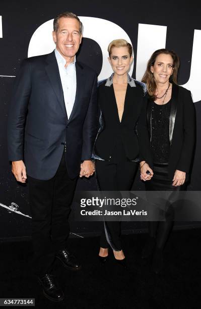 Brian Williams, Allison Williams and Jane Stoddard Williams attend a screening of "Get Out" at Regal LA Live Stadium 14 on February 10, 2017 in Los...