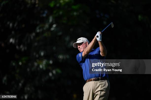Jay Haas tees off on the 16th hole during the second round of the PGA TOUR Champions Allianz Championship at The Old Course at Broken Sound on...