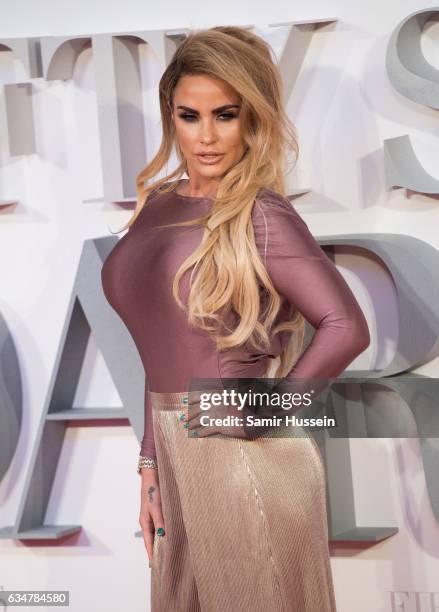 Katie Price attends the "Fifty Shades Darker" - UK Premiere on February 9, 2017 in London, United Kingdom.