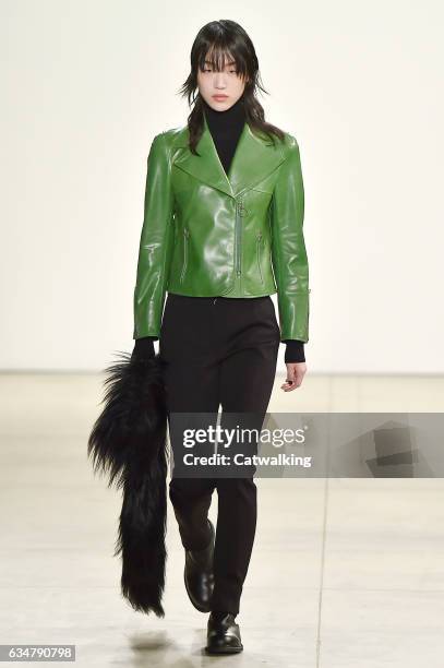 Model walks the runway at the Creatures of the Wind Autumn Winter 2017 fashion show during New York Fashion Week on February 11, 2017 in New York,...