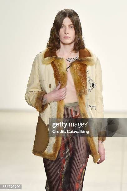 Model walks the runway at the Creatures of the Wind Autumn Winter 2017 fashion show during New York Fashion Week on February 11, 2017 in New York,...