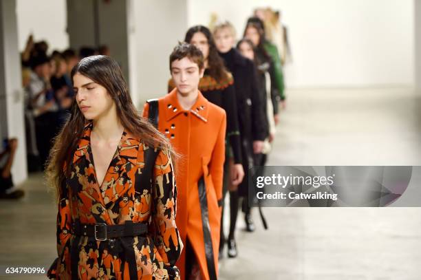 Models walk the runway at the Creatures of the Wind Autumn Winter 2017 fashion show during New York Fashion Week on February 11, 2017 in New York,...