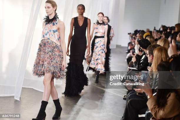 Models walk the runway at the CG by Chris Gelinas Autumn Winter 2017 fashion show during New York Fashion Week on February 11, 2017 in New York,...