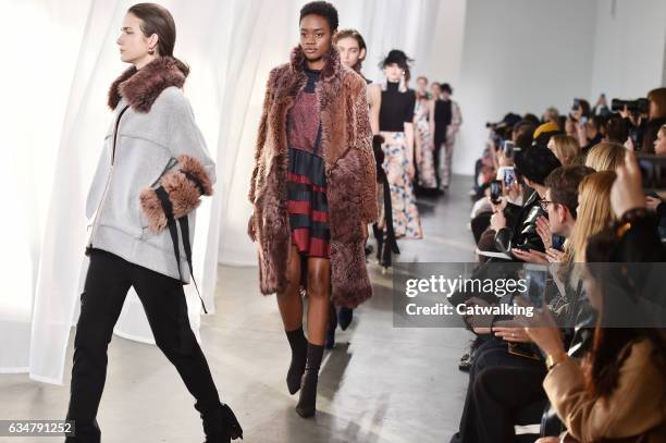 Models walk the runway at the CG by Chris Gelinas Autumn Winter 2017 fashion show during New York Fashion Week on February 11, 2017 in New York,...