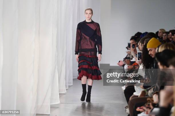 Models walk the runway at the CG by Chris Gelinas Autumn Winter 2017 fashion show during New York Fashion Week on February 11, 2017 in New York,...