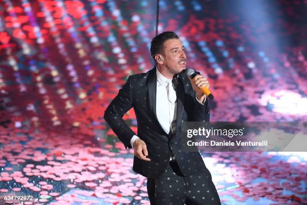 Francesco Gabbani attends the closing night of 67th Sanremo Festival 2017 at Teatro Ariston on February 11, 2017 in Sanremo, Italy.