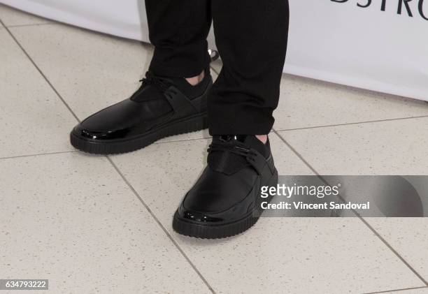 Singer Nick Jonas, shoe detail, attends Nick Jonas and Creative Recreation's 1410 Collection launch at Nordstrom at the Grove on February 11, 2017 in...