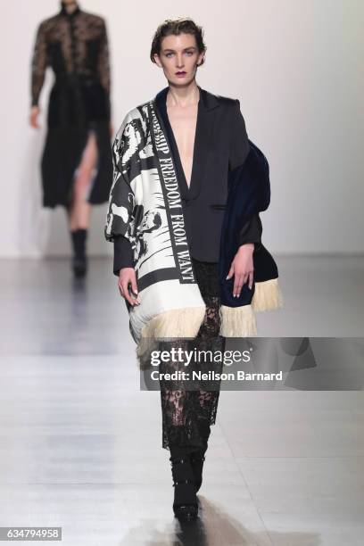 Model walks the runway for the Francesca Liberatore collection during, New York Fashion Week: The Shows at Gallery 1, Skylight Clarkson Sq on...