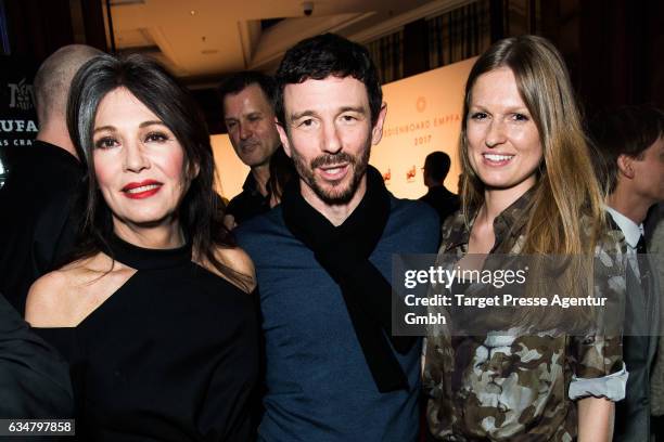 Iris Berben, her son Oliver and his wife Katrin attend the Medienboard Berlin-Brandenburg Reception during the 67th Berlinale International Film...