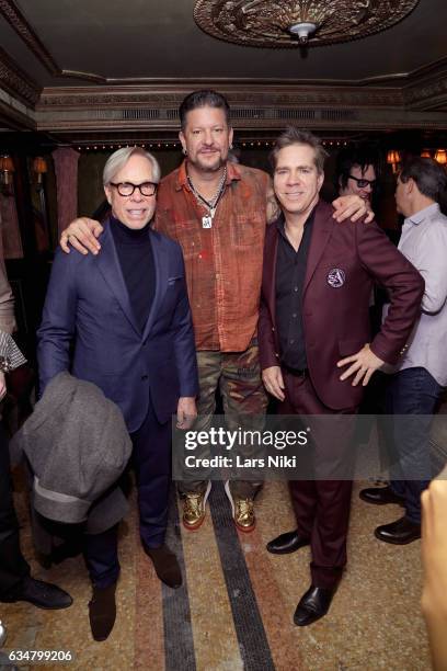 Designer Tommy Hilfiger, artist Greg Polisseni and Andy Hilfiger attend Andy Hilfiger Presents ARTISTIX by Greg Polisseni at The Jane Hotel on...