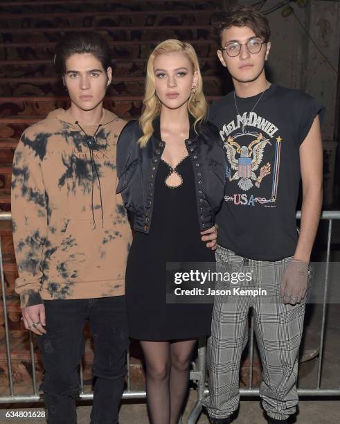 Will Peltz, Nicola Peltz, and Anwar Hadid attend the Alexander Wang February 2017 fashion show during New York Fashion Week on February 11, 2017 in...