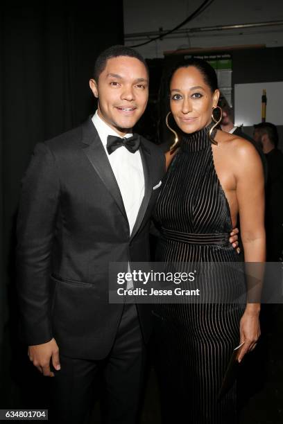 Personality Trevor Noah and actress Tracy Ellis Ross attend the 48th NAACP Image Awards at Pasadena Civic Auditorium on February 11, 2017 in...