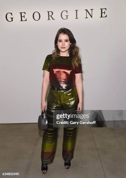 Actress Taylor Spreitler attends the Georgine fashion show during February 2017 New York Fashion Week at Gallery 2, Skylight Clarkson Sq on February...