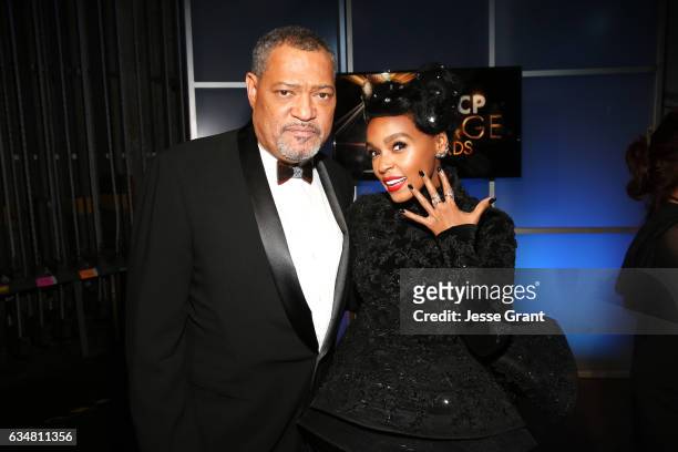 Laurence Fishburne and Janelle Monae attend the 48th NAACP Image Awards at Pasadena Civic Auditorium on February 11, 2017 in Pasadena, California.