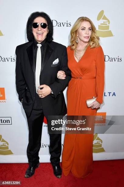 Musician Gene Simmons and Shannon Tweed attend Pre-GRAMMY Gala and Salute to Industry Icons Honoring Debra Lee at The Beverly Hilton on February 11,...