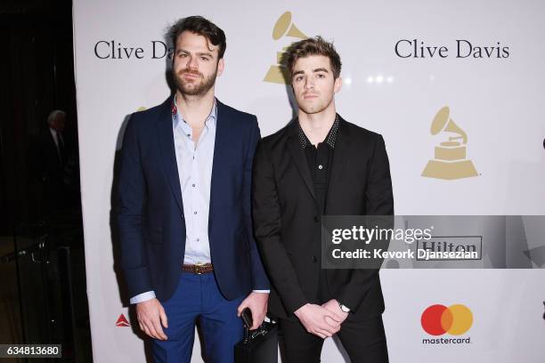 DJs Alex Pall and Andrew Taggart of The Chainsmokers attend Pre-GRAMMY Gala and Salute to Industry Icons Honoring Debra Lee at The Beverly Hilton on...