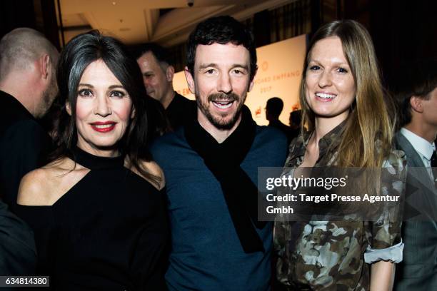 Iris Berben, her son Oliver and his wife Katrin attend the Medienboard Berlin-Brandenburg Reception during the 67th Berlinale International Film...