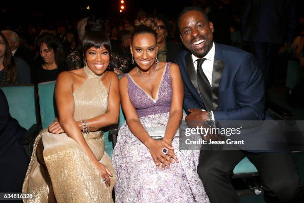 Regina King, Ryan Michelle Bathe and Sterling K. Brown attend the 48th NAACP Image Awards at Pasadena Civic Auditorium on February 11, 2017 in...