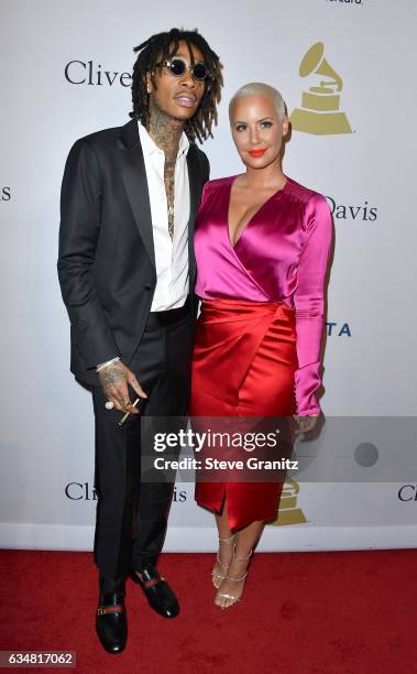 Rapper Wiz Khalifa and model Amber Rose attend Pre-GRAMMY Gala and Salute to Industry Icons Honoring Debra Lee at The Beverly Hilton on February 11,...