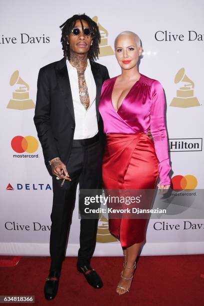 Recording artist Wiz Khalifa and Amber Rose attend Pre-GRAMMY Gala and Salute to Industry Icons Honoring Debra Lee at The Beverly Hilton on February...