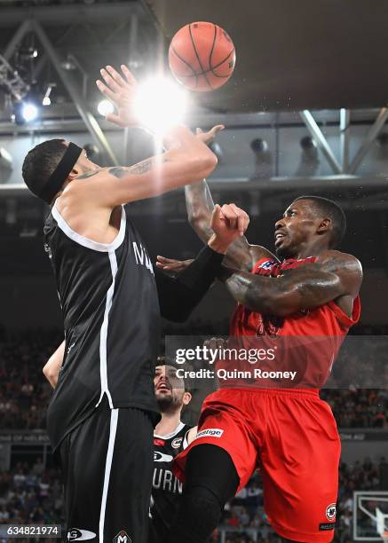 Casey Prather of the Wildcats shoots during the round 19 NBL match between Melbourne United and the Perth Wildcats at Hisense Arena on February 12,...