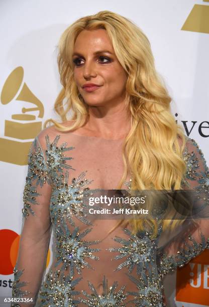 Recording artist Britney Spears attends the 2017 Pre-GRAMMY Gala And Salute to Industry Icons Honoring Debra Lee at The Beverly Hilton Hotel on...