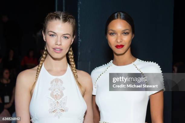Model Lais Ribeiro and Hailey Clauson attend the Jonathan Simkhai fashion show during February 2017 New York Fashion Week: The Shows at Gallery 1,...
