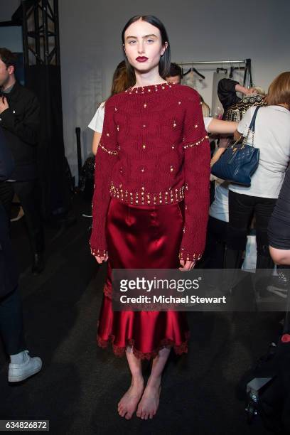 Model attends the Jonathan Simkhai fashion show during February 2017 New York Fashion Week: The Shows at Gallery 1, Skylight Clarkson Sq on February...