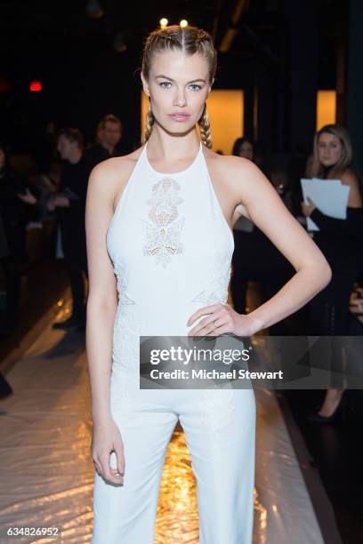 Model Hailey Clauson attends the Jonathan Simkhai fashion show during February 2017 New York Fashion Week: The Shows at Gallery 1, Skylight Clarkson...