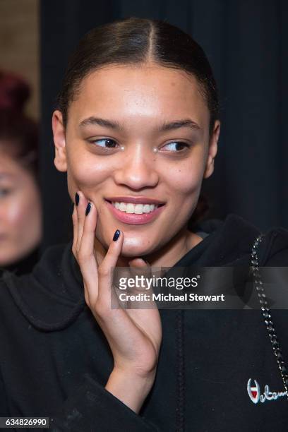 Model Lameka Fox attends the Jonathan Simkhai fashion show during February 2017 New York Fashion Week: The Shows at Gallery 1, Skylight Clarkson Sq...