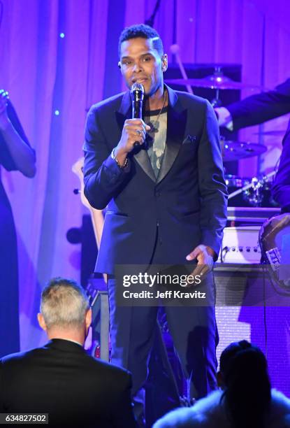 Recording artist Maxwell performs onstage at the 2017 Pre-GRAMMY Gala And Salute to Industry Icons Honoring Debra Lee at The Beverly Hilton Hotel on...