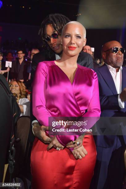 Rapper Wiz Khalifa and model Amber Rose attend Pre-GRAMMY Gala and Salute to Industry Icons Honoring Debra Lee at The Beverly Hilton on February 11,...