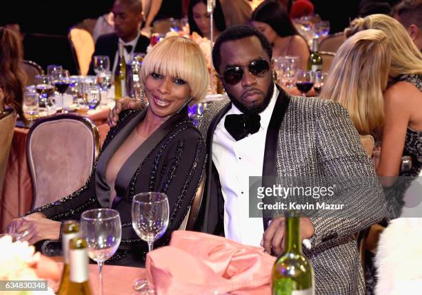 Mary J Blige and Sean Combs attend Pre-GRAMMY Gala and Salute to Industry Icons Honoring Debra Lee at The Beverly Hilton on February 11, 2017 in Los...