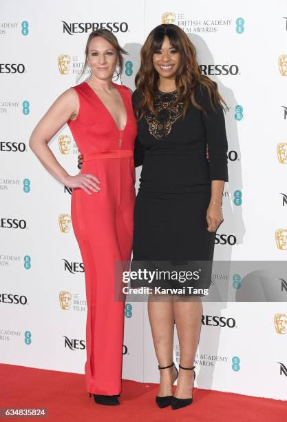 Manchester By The Sea Producers Lauren Beck and Kimberly Steward attend the BAFTA nominees party at Kensington Palace on February 11, 2017 in London,...