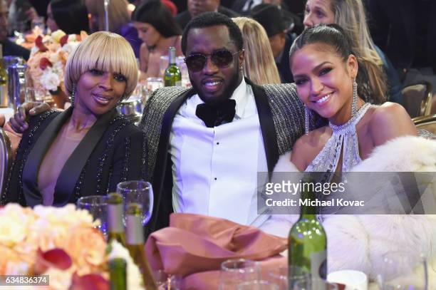 Recording artists Mary J. Blige, Sean Combs, and Cassie Ventura attend Pre-GRAMMY Gala and Salute to Industry Icons Honoring Debra Lee at The Beverly...