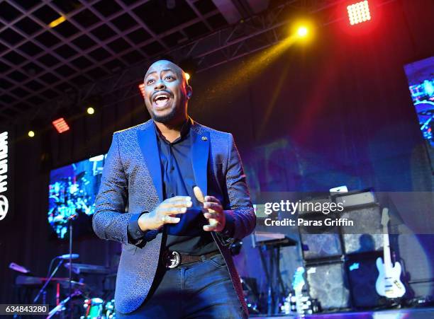 Recording artist Raheem DeVaughn performs onstage at 48th NAACP Image Awards After Party at Pasadena Civic Auditorium on February 11, 2017 in...