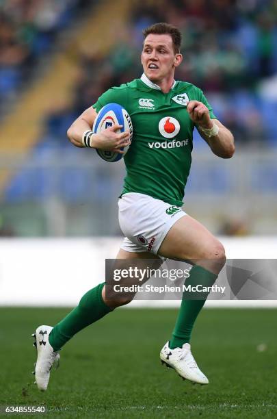 Rome , Italy - 11 February 2017; Craig Gilroy of Ireland on his way to scoring his side's eight try during the RBS Six Nations Rugby Championship...